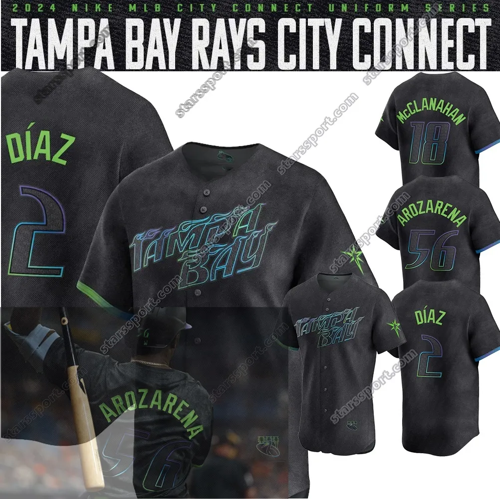 Rays Baseball Jersey 2024 Charcoal Yandy Diaz Randy Arozarena Wade Boggs Jose Siri Junior Caminero Harold Ramirez Isaac ParedesMen Women Youth City Connect Jersey