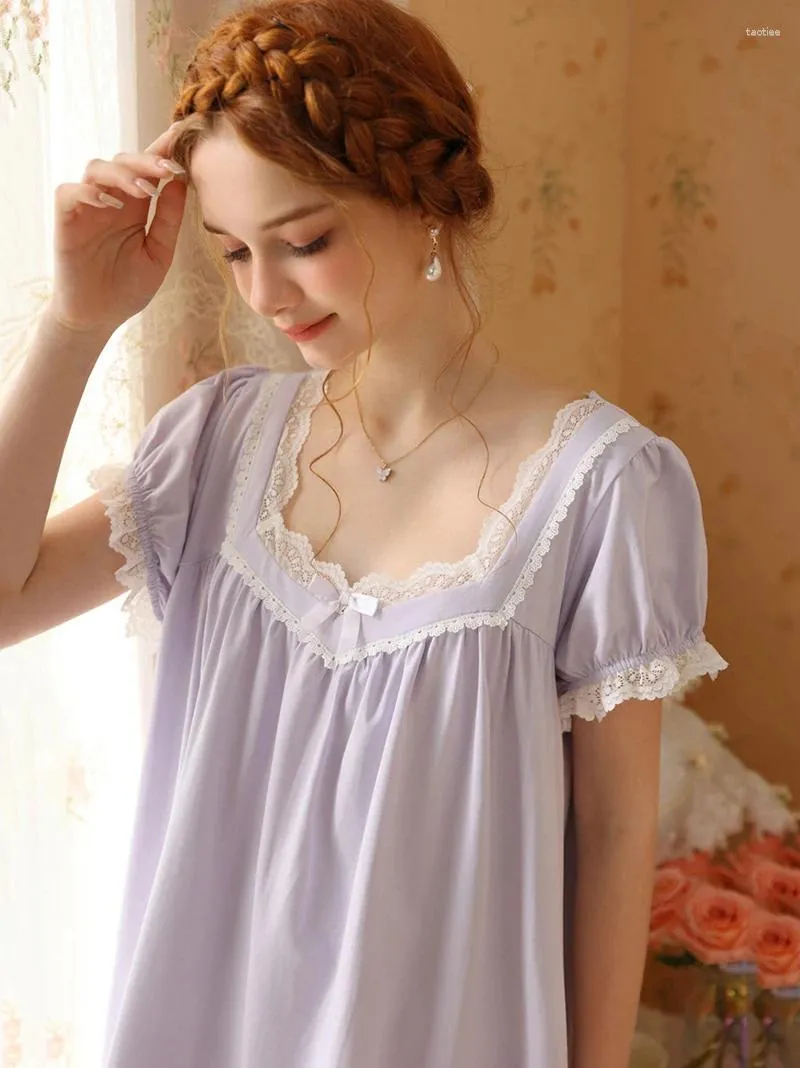 Damska odzież snu Koronkowa bawełniana bawełniana lolita piżama nocna sukienka kobieca Summe Sweet Girls Victorian Princess Nightgowns