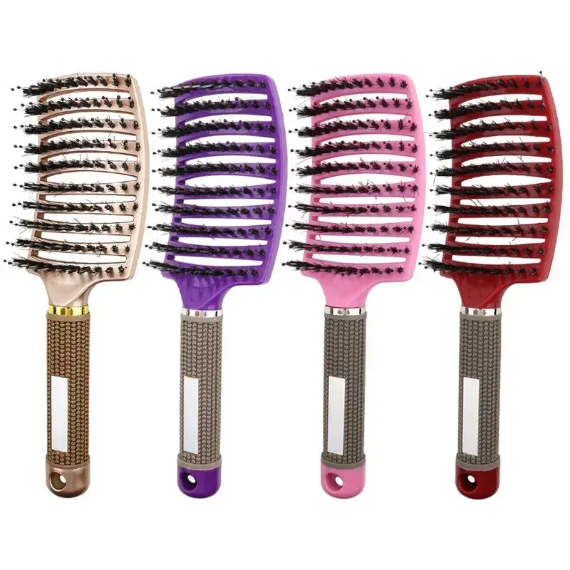 Women Hair Scalp Massage Comb Bristle Nylon Hairbrush Wet Curly Detangle Hair Brush for Salon Barber Hairdressing Styling Tools