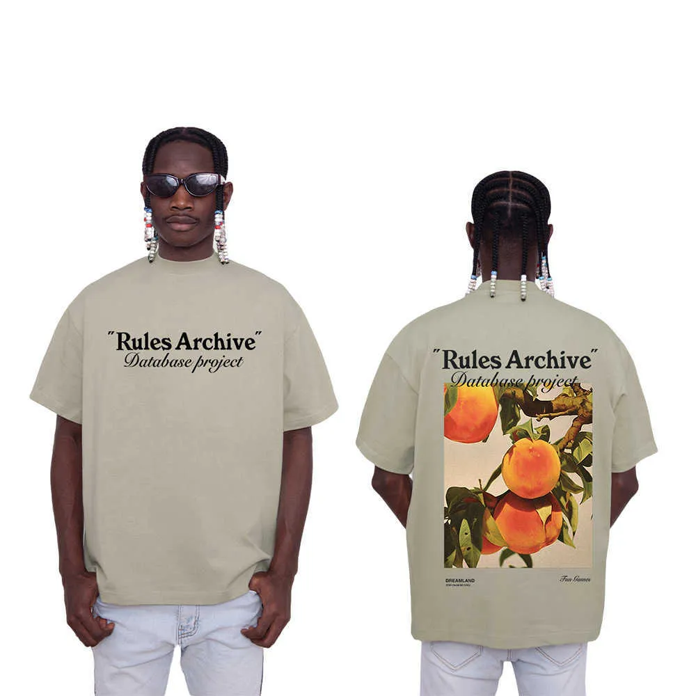 T-shirt American High Street dla męskiego trendu luźna ins kwiat krótki rękaw ourowy i gruby połowa