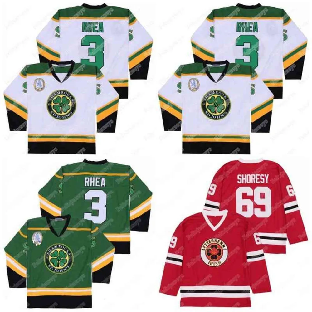 CEOTHR #69 Shoresy Letterkenny Irish TV Series The Boss Rhea Goon Movie St John's Shamrocks Green White Red Hockey Jerseys Size M-XXXL