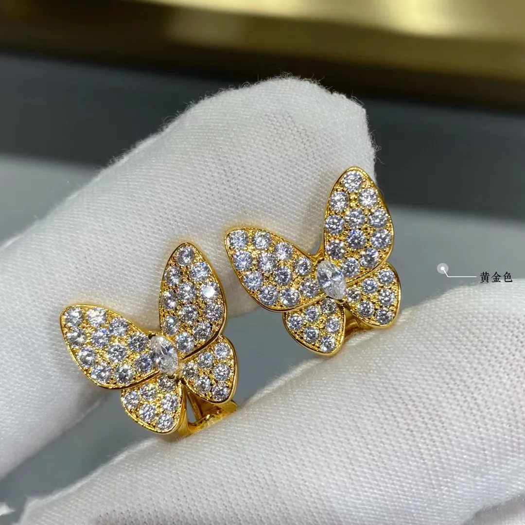 VC Butterfly Diamond Clove Earring Rosa Ciondolo Rosa per fidanzamento di diamante Trinità Bracciale di gioielli