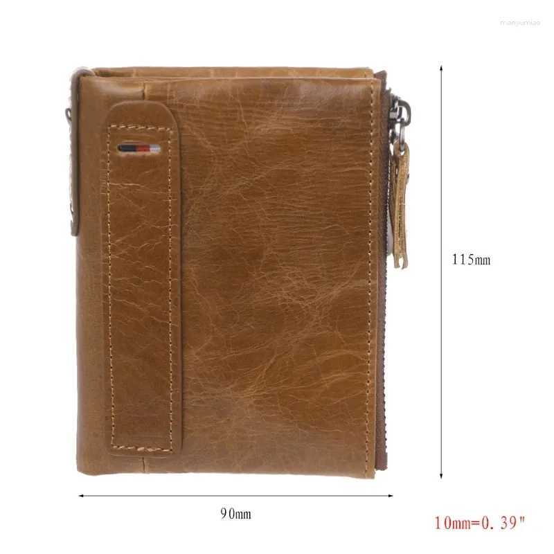 Sacs de rangement Men Vérineur en cuir double portefeuille portefeuille Cow Hide Bifold Coin Purse Carte Holder 40JA