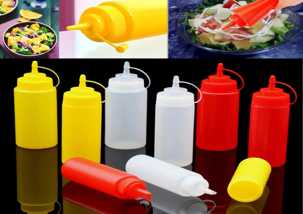 824OZ Plastic Squeeze Bottle Condiment Dispenser Ketchup Mustard Sauce Vinegar1096710