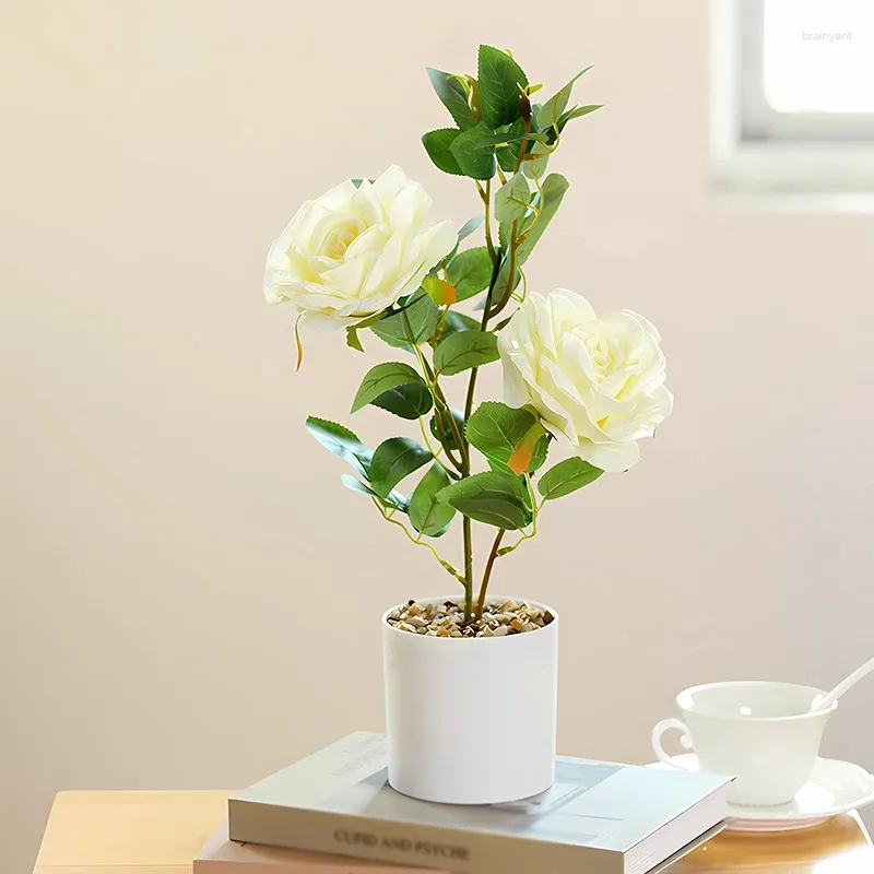 Flores decorativas 3 cabeça simulada ronsai com maconha para festa de casamento em casa seda artificial de desktop