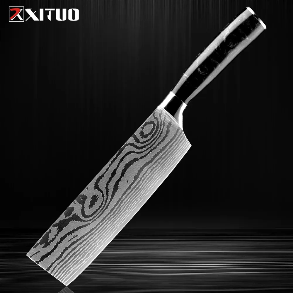 Coltello da 7 pollici di nakiri ultra affilato High Copone da chef in acciaio al carbonio manico ergonomico, coltelli da cucina professionale da cucina da cucina da cucina