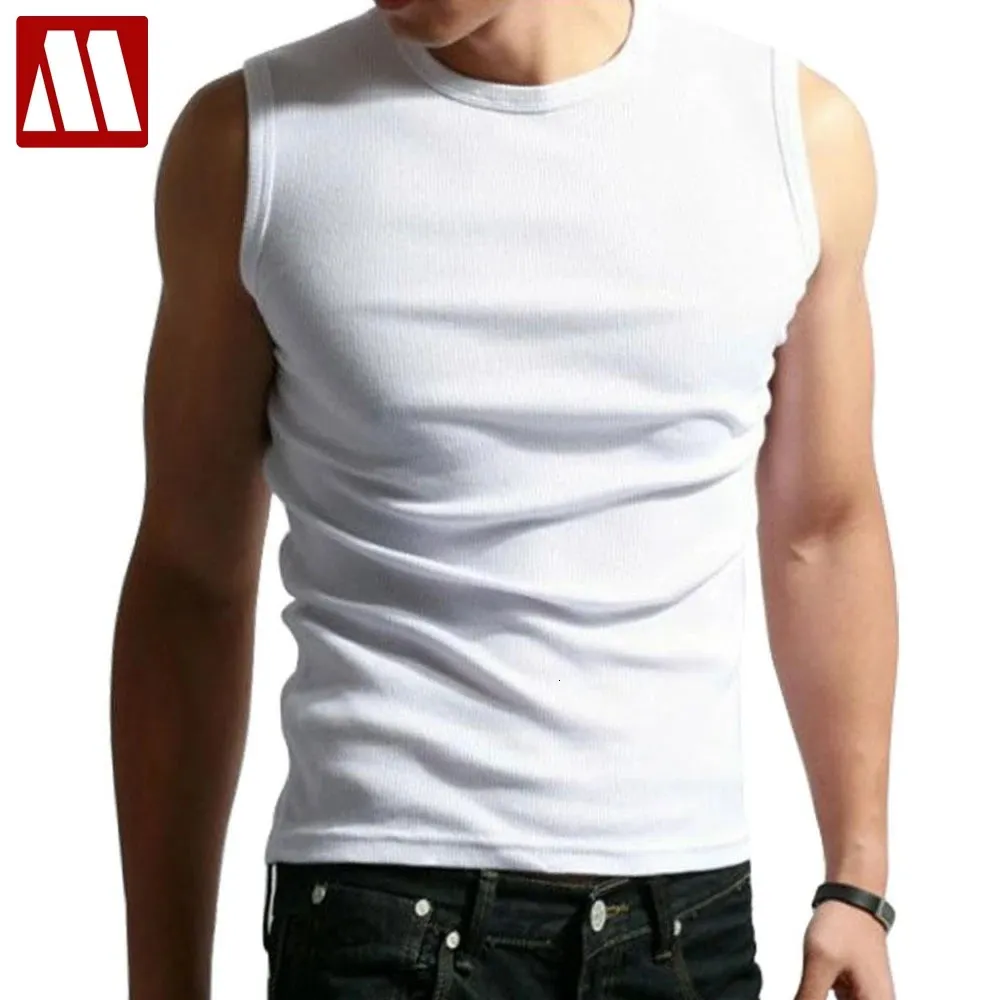 Cotton Big Size Summer Men Clothing Tank Tops Singlets Sleeveless Fitness Vest Bodybuilding T Shirt Black White Gray 240425