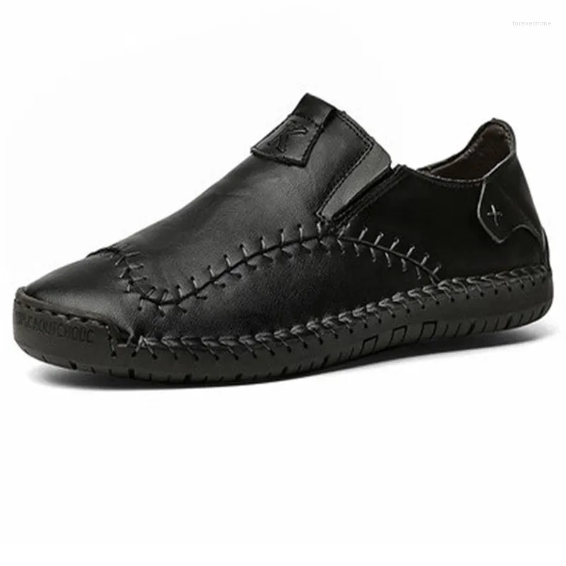 Chaussures décontractées Version des pois plat pour hommes Vraiment la mode en cuir de chèvre conduisant authentique