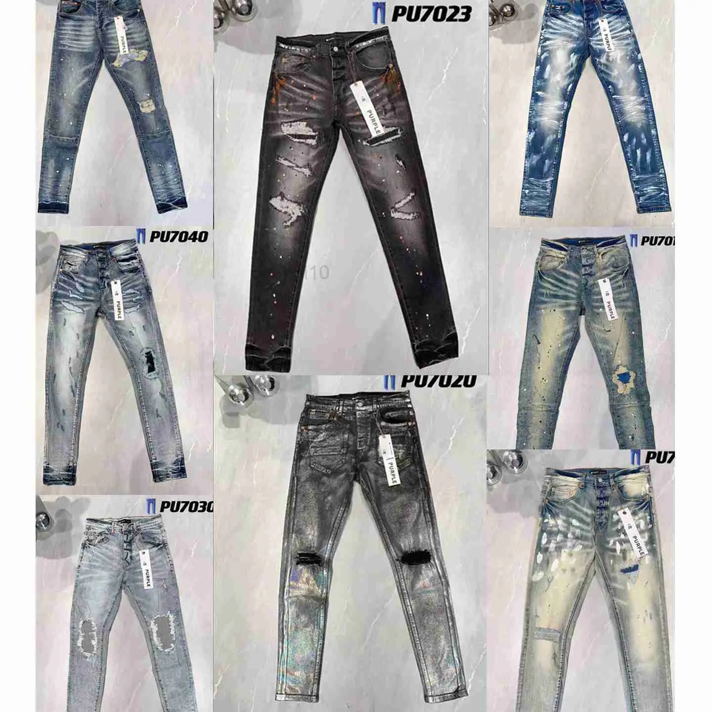 Jeans Mens Designer para hombres PL8821587 Biker rasgado Slim Skinny Pants Designer True Stack Fashion Jeans Marca Vintage Pant Brand Purple Jeanssl3p7