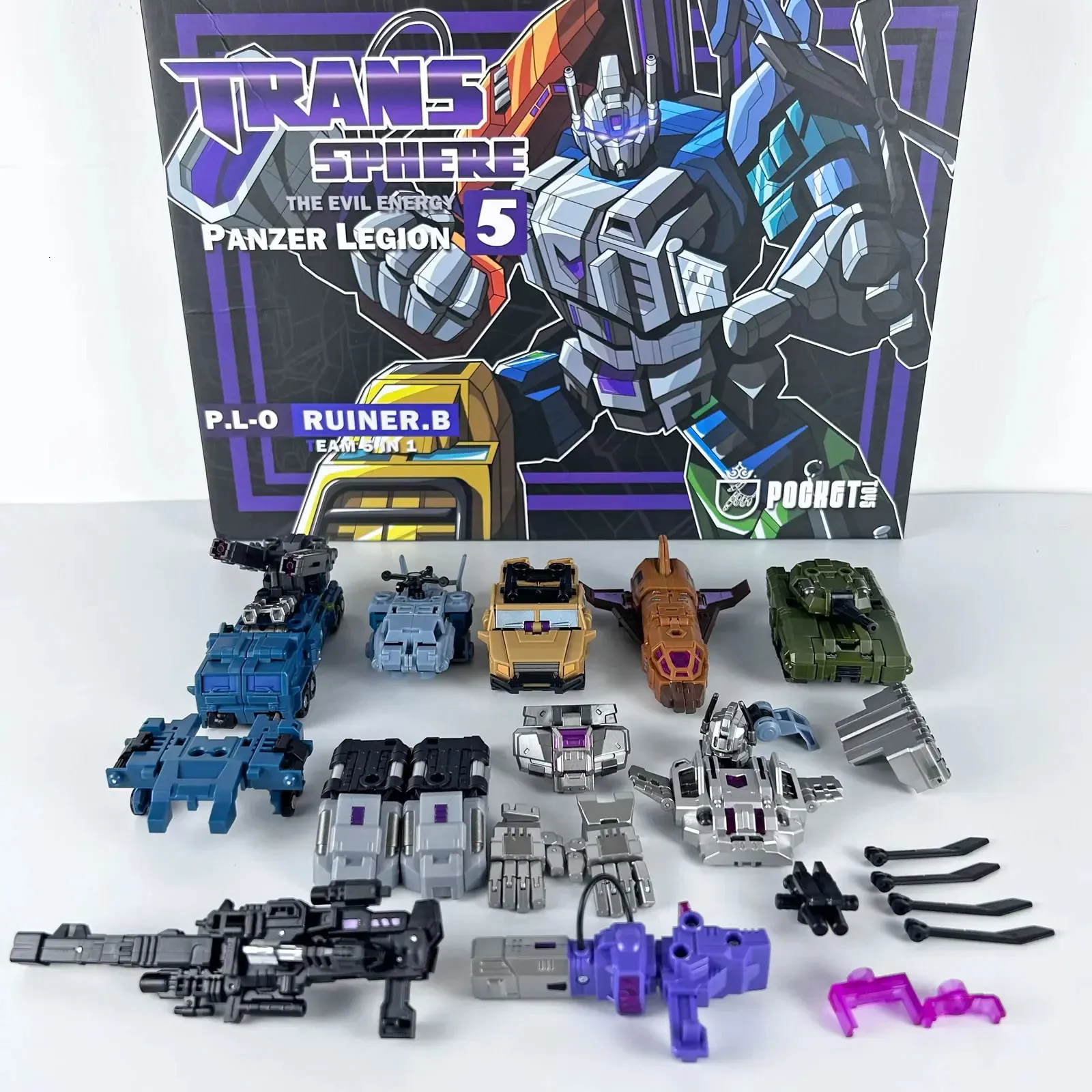 Pockettoys Transformation Bruticus 5 in 1 PT05 PT-05 COMBO G1 BATTLE TITAN 27cmアクションフィギュアトイコレクションギフト240420