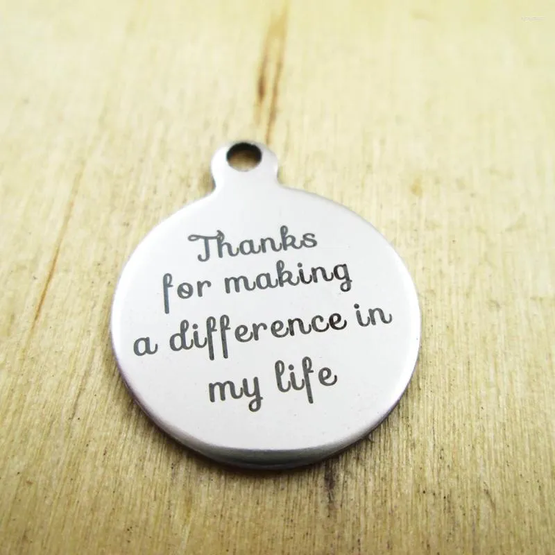 Pendant Necklaces 20pcs/lot-thanks For Making A Difference In My Life Stainless Steel Charms Laser Engraved Customized DIY Pendants