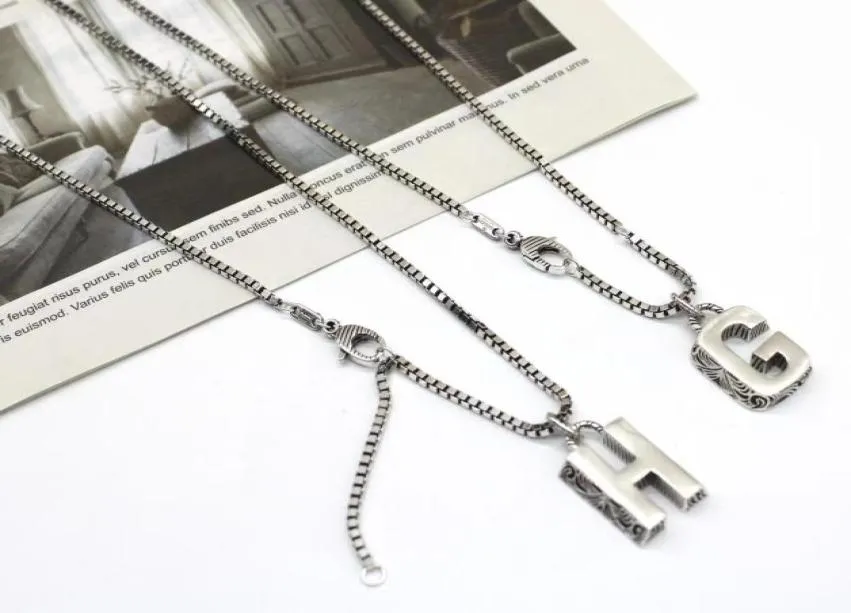 S925 Sterling Silver Letter Pendant Necklace Men039S en Women039S Fashion Jewelry8732264