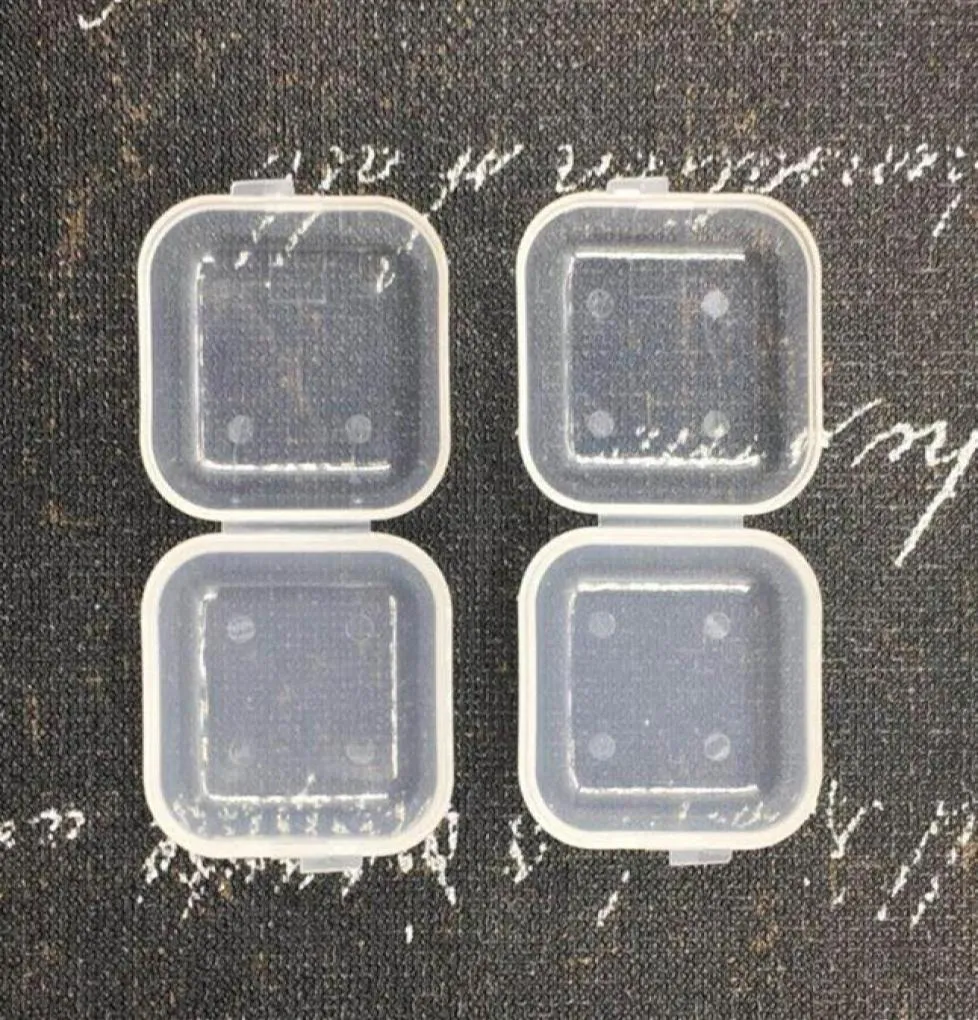 1000pcs contenitori di stoccaggio in plastica quadrati per lotto Casotto a scatola vuota con coperchi a tappi per le orecchie dei tappi per le orecchie 3 5 3 5cm5065644
