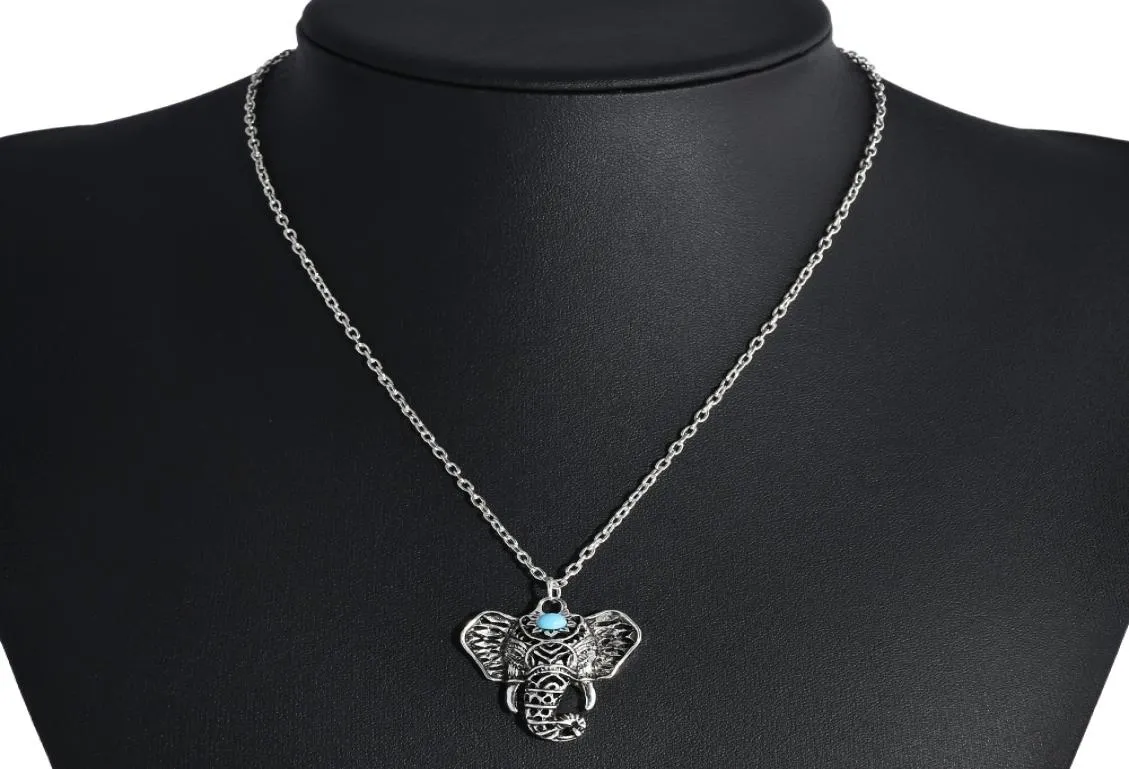 Bohimian Gypsy pendant Necklace Imitation Thai Silver Plated Mascot Elephant Rhinestone Sun moon Elegant Bohemia Designer Jewelry 9069417