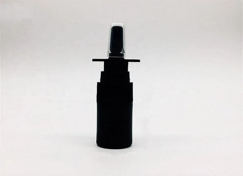 Verzend 4 stcs 10 ml034oz HDPE Zwarte nasale spuitfles met nasale spuitpomp draagbare lege atomizers cosmetische make -upfles1570930