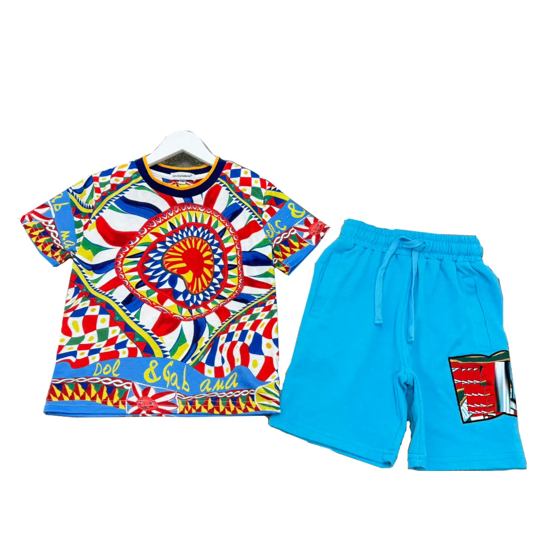 Set di abbigliamento per bambini designer per bambini Tops di camicia per bambini Tops a due pezzi in stock 2t-12t