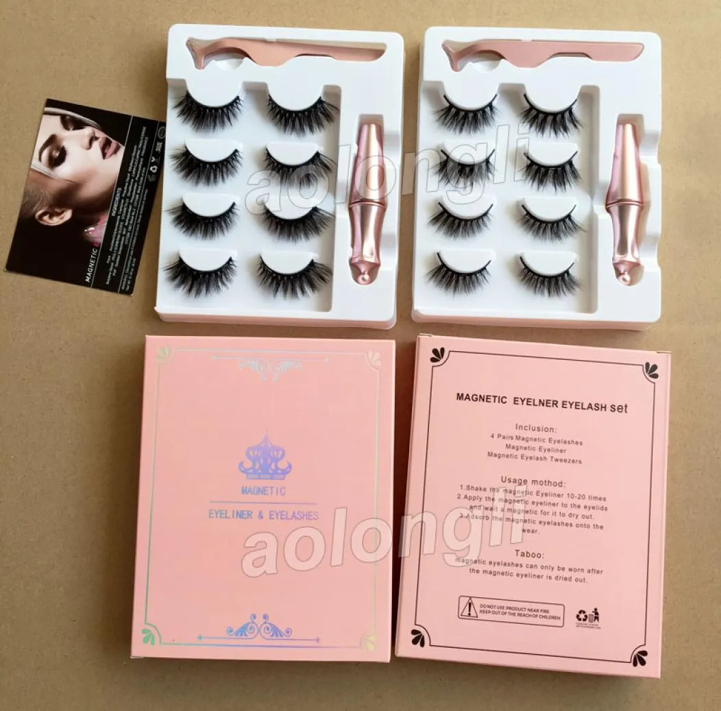 Nieuwe magnetische vloeistof eyeliner magnetische valse vals wimpers tweezer set 5 magneet valse wimpers set lijm make -upgereedschap 4 paren eyelas7438944