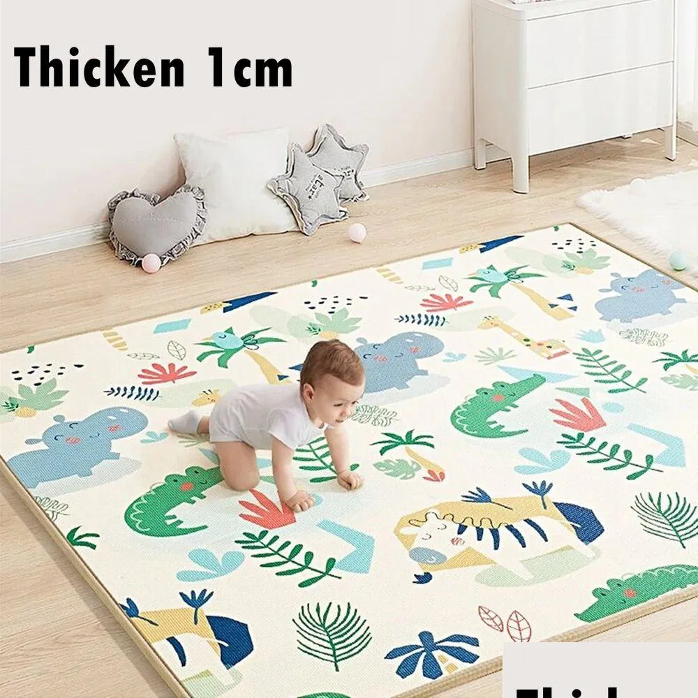 Tapis bébé playmats jouent à tapis étanche XPE Soft Floor playmat pliable Cling Carpet Kid Game Activity Tapis pliage Couverture éducative Otpxn