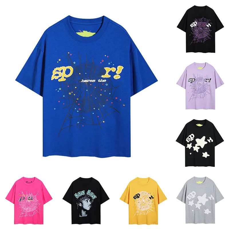 Summer T-shirt Loose Mens Womens Designer T-shirts High1 Quality shirt Fashion Foam Print Web Graphic Black Pink Hip Hop Clothing Tees