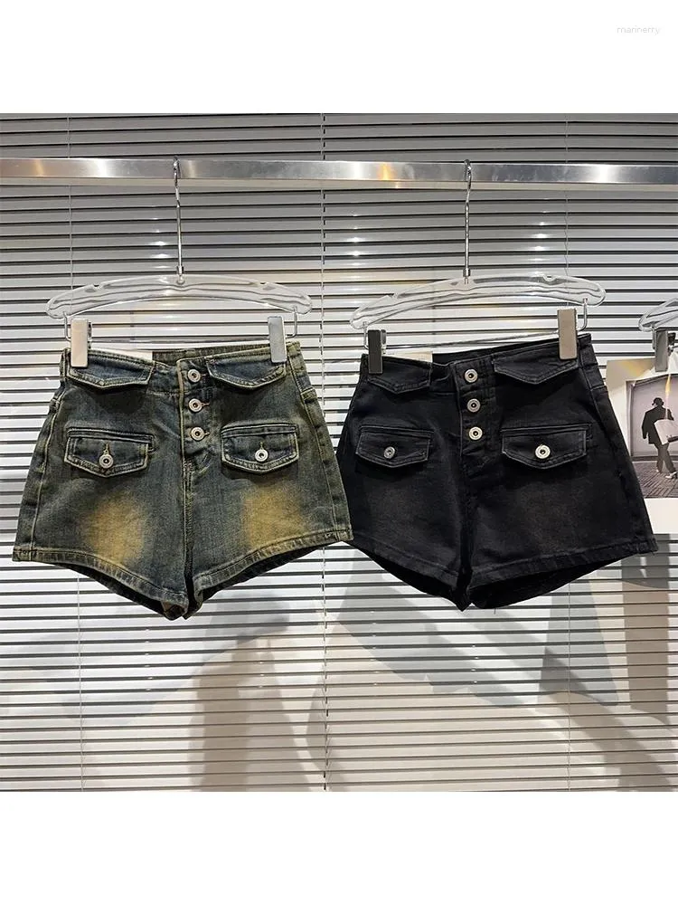 Frauen Jeans Frauen Gyaru 2000er ästhetische amerikanische Vintage Jean Shorts Low Rise Denimhose Y2K Streetwear Harajuku Mode Kpop Chic Tid