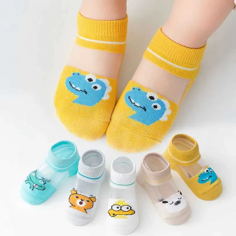 Skarpetki dla dzieci 5 par Socks Baby Summer Thin Pure Mesh Boy Girl Socks Spring and Summer Kids Socks Y240504