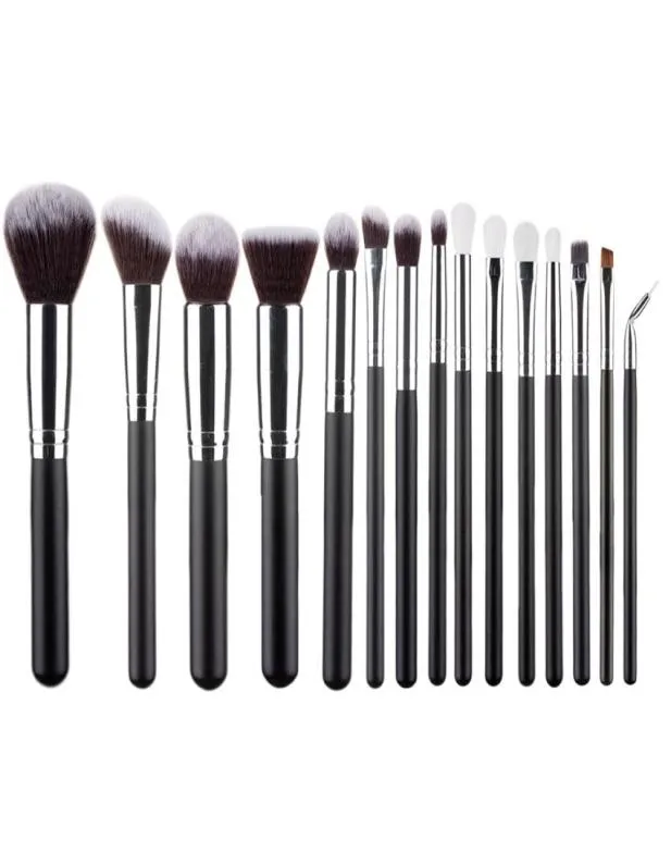 Professional 15pcs Black Makeup brushes Set Powder Foundation Eyeshadow Blush Brush Soft Synthetic Hair Cosmetic Make Up Beauty To3339124