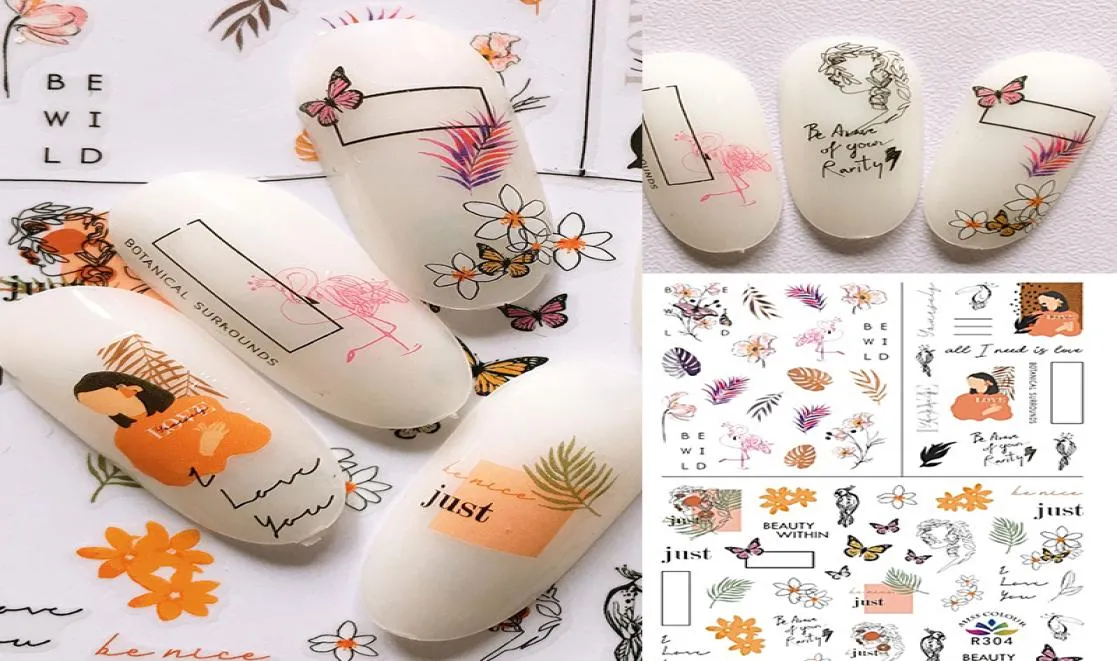 Sheetnail Çıkartma Çiçek ve Mektup Deseni Yapıştırıcı Aktarım Sticker DIY Tırnak Sanatı Dekoruon1623673
