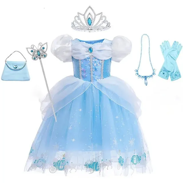 white christmas dresses Cinderella Blue Tulle Dress for Girls main image 0