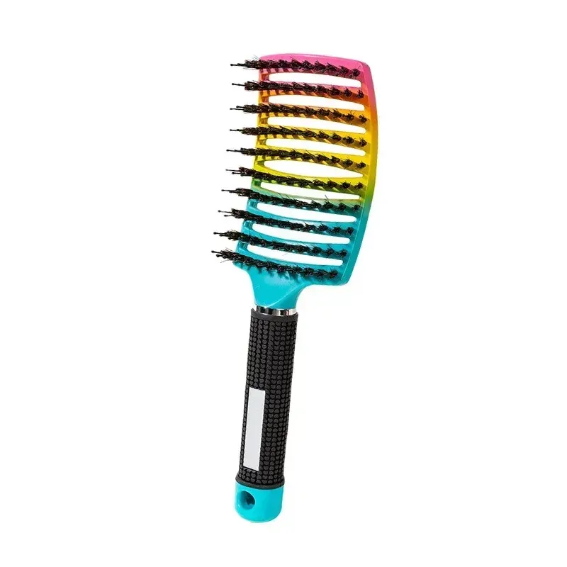 Women Hair Scalp Massage Comb Bristle Nylon Hairbrush Wet Curly Detangle Hair Brush for Salon Barber Hairdressing Styling Tools