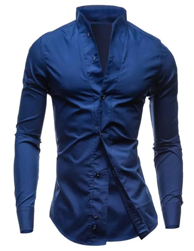 Wholesale- Gen Mens Long Sleeve Button Front Shirts Clearance Slim Fit Tee5232086