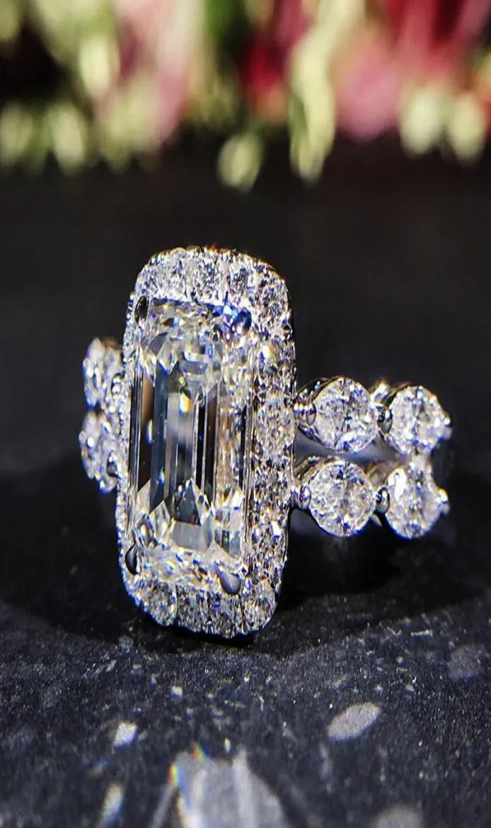 Zhenrong Wish verkoopt nieuwe prinses vierkant simulatie diamanten ring huwelijk voorstel speciale diamant trouwring7372696