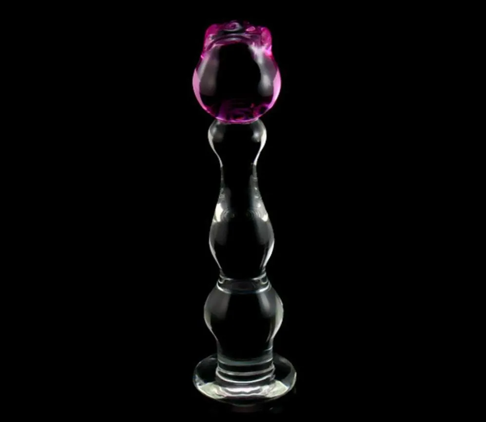 Domi 213cm Ice and Fire Series Rose Flower Design Glass Glass Dildo Adult butt Anal Plug Sex Toys Y2004216538081