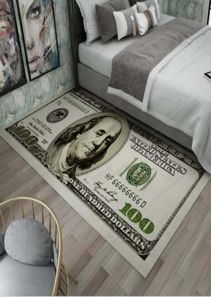 40cm90 cm cratieve niet -slipruimte Tapijt Rug moderne woninginrichting tapijtloper dollar bedrukt tapijt honderd dollar 100 bill print QQASF4947508