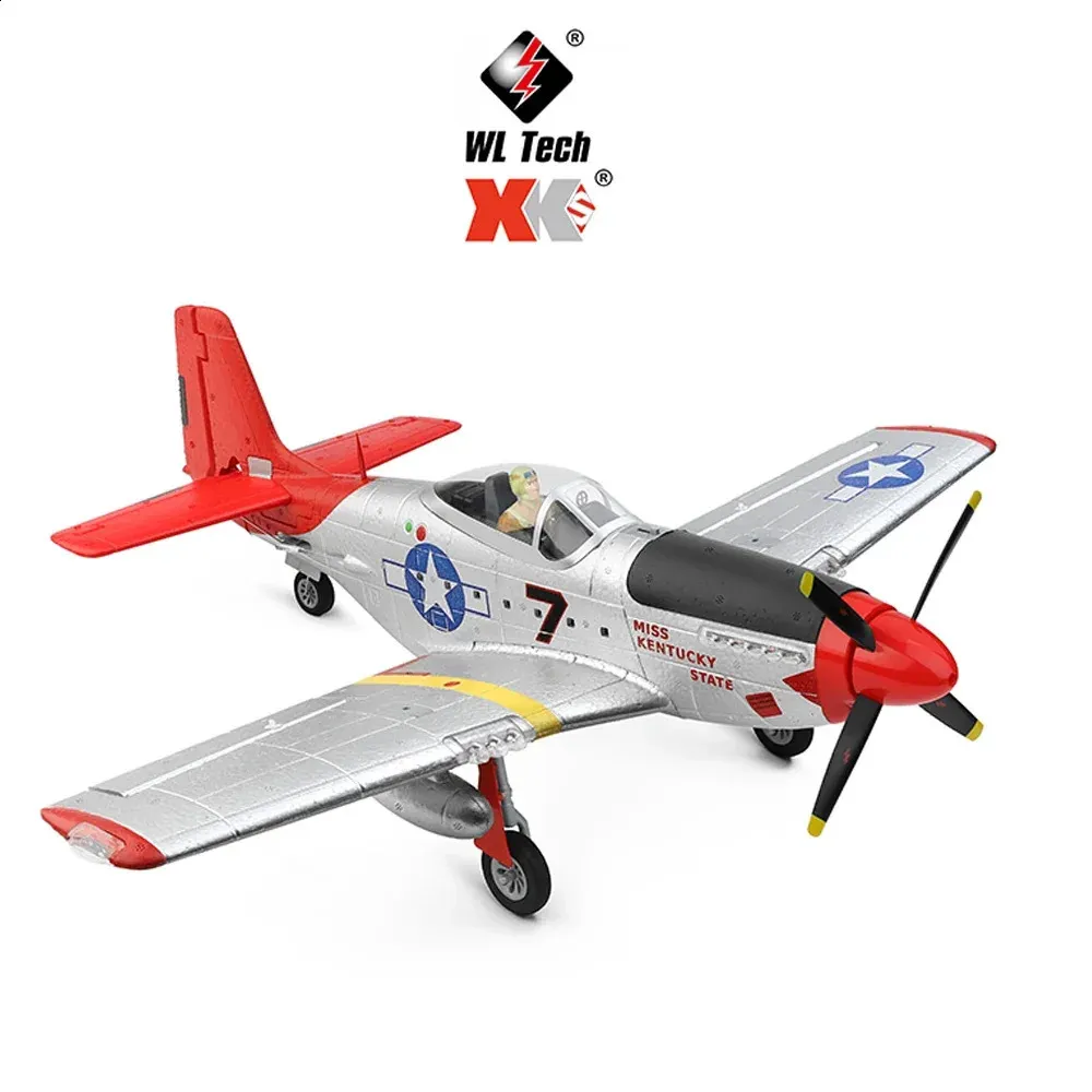 WLTOYS XK A280 RC Airplane P51 Fighter Simulator 2.4G 3D6G -modus Vliegtuigen met LED -zoeklichtvliegtuig speelgoed voor kinderen Volwassenen 240429