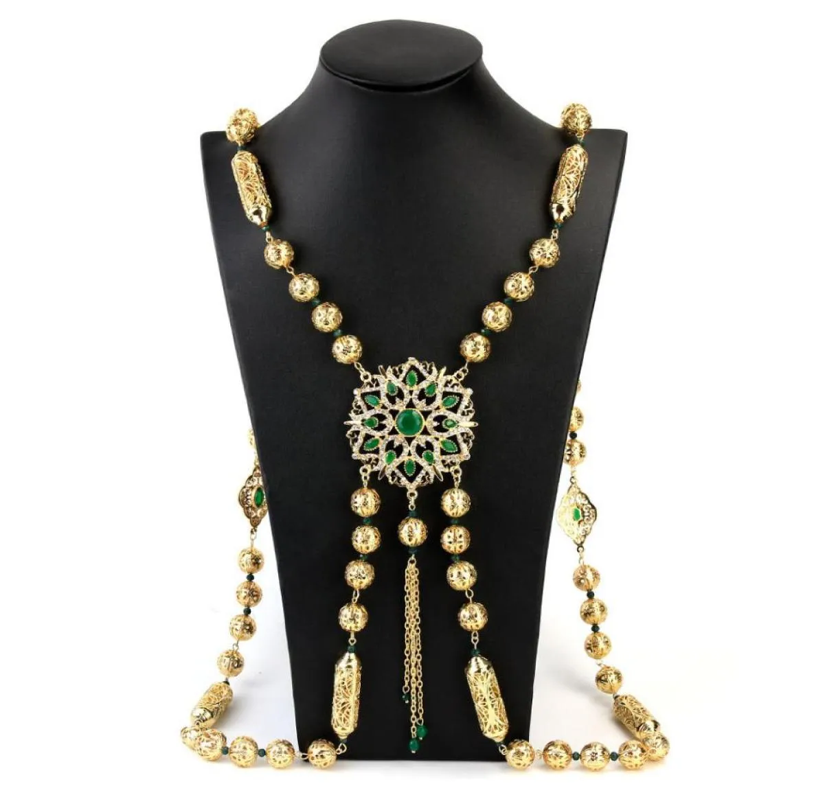 Sunspicems gouden kleur Marokkaanse trouwjurk borst schouderlink ketting voor vrouwen caftan terug sieraden etnische bijoux5507556