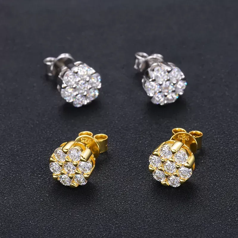 gepasseerde diamd test mannen dames d kleur m moissanite oorbellen 925 sterling sier gold vergulde bling diamd studs oorbellen mooi geschenk m0k1#