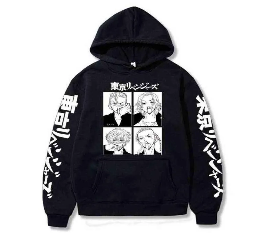 Anime quente Tokyo Mikey Imprimir capuz masculino de manga longa Moletom de tamanho de tamanho de tamanho Harajuku Hoodie de streetwear Y11203692038