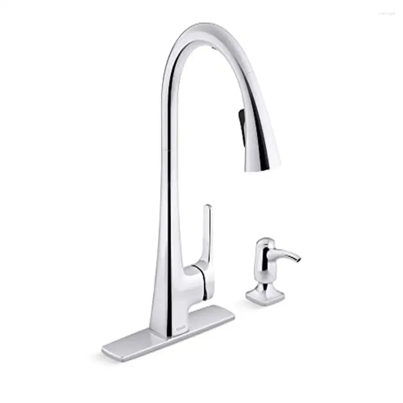 Keukenkranen Touchless pull-down kraan Soap Dispenser spuiter chroom gemakkelijk schone hoge boog tuit longevity ac adapter twee functie in