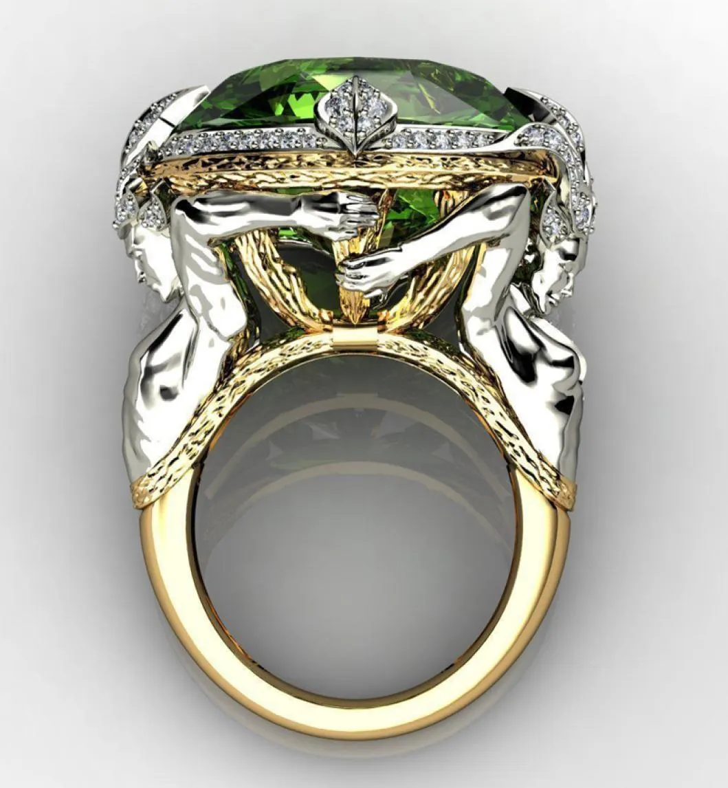 Anello di zircone verde zircone ovale di sirena creativa per le ragazze scintillanti di gioielli di gioielli per le donne 4736173