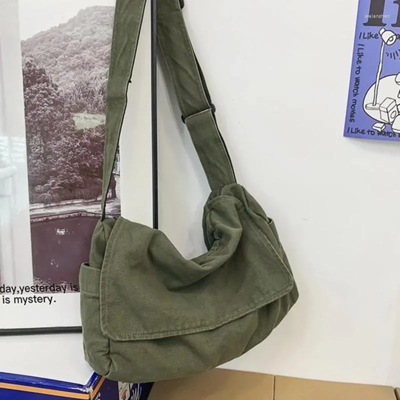 Schoudertassen vrouwelijk canvas stof hobo zachte slouchy tas y2k student vrije tijd middelgrote schoolboek laptop zakje messenger zijde