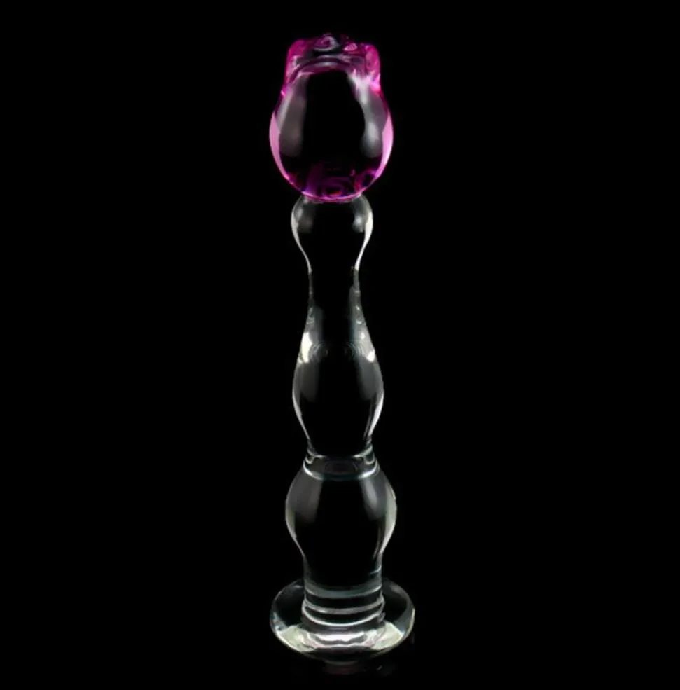 DOMI 213cm ijs en vuurreeks Rose Flower Design Glass vrouwen Dildo volwassen kont Anal plug seks speelgoed Y2004212522677