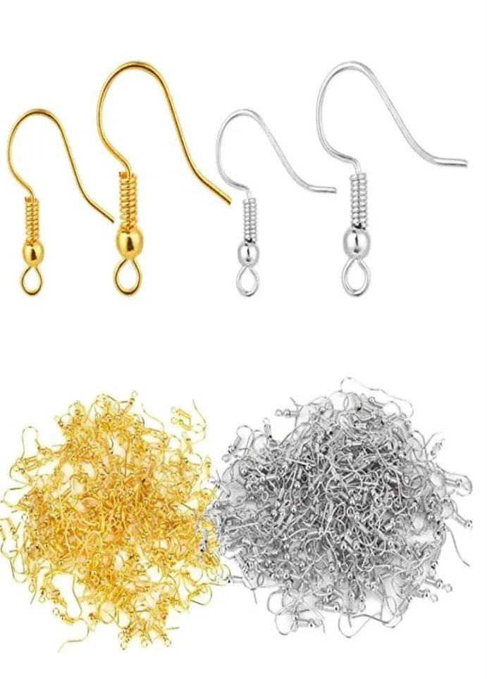 200 stks 100PairStainless Steel Earring Hooks s Franse spoel en balstijl nikkel voor sieraden maken kleuren zilver 27309052946