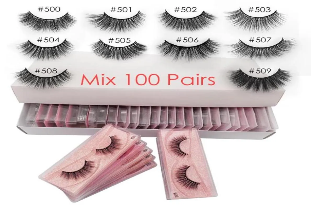 Cils entiers 20304050100 paires de coignons de vison volume de maquillage volume de vison 3D en vrac faux cils naturels7433297