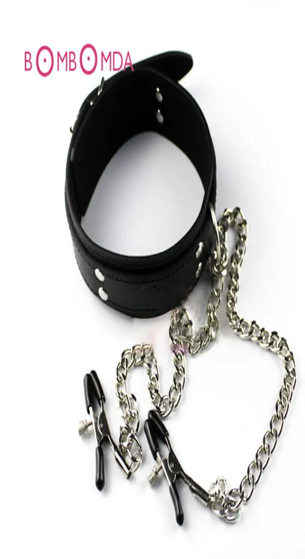 Farpioncini per capezzoli da collare di schiavo Collana in pelle Prodotti sessuali per adulti per donna bldm bondage giocattoli sessuali erotici per coppie Y1810244227705