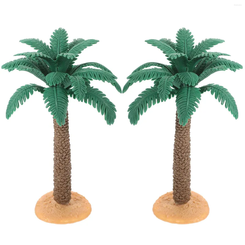 Dekorativa blommor 2 datorer Model Trees Palm Tree (dvärg)) FAKE DIY Kaktusdekor Sandbord PVC Mini Architecture Toy