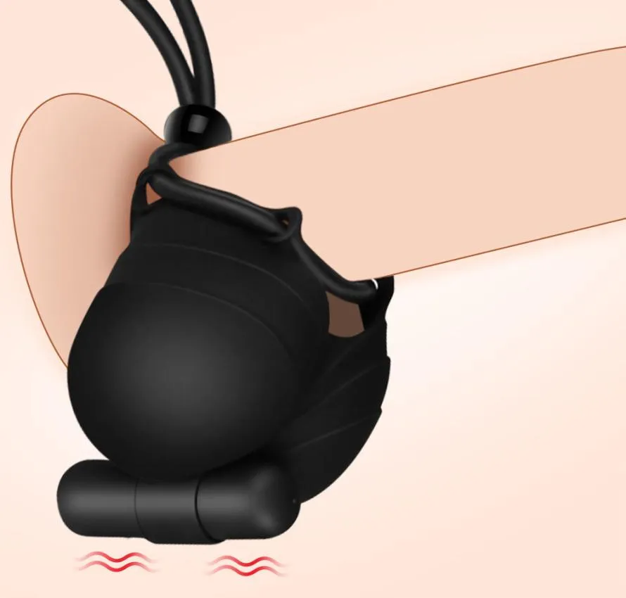 Hodenmassage -Vibrator -Sexspielzeug für Männer Verzögerungs -Ejakulationsring Männlicher Masturbator Vibration Penishülsen -Scrotum Stimulator MX1918970163