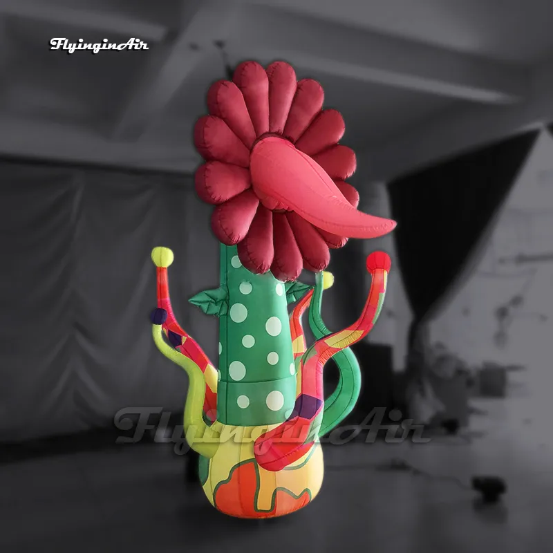 wholesale Artificial Flowers Inflatable Cannibal Flower 3m 10ft Jungle Plant Model Air Blow Up Flower Tree With Tongue For Garden And Yard Decoration