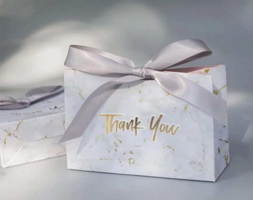 50pcs Boîte de sac cadeau en marbre gris créatif pour fête Baby Shower Paper Boxes Paquet de mariage Favors Boîtes à bonbons3645522
