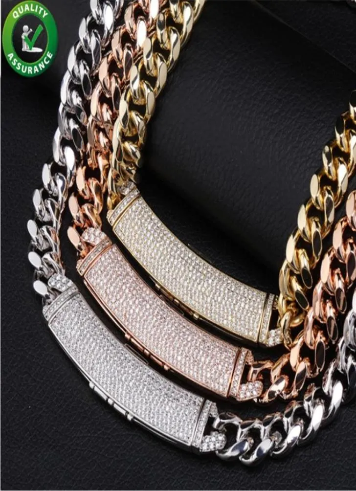 Luxury Designer Jewelry Mens Cuban Link Chain Hip Hop Iced Out Diamond Necklace Men Gold Silver Bling Rapper Accessories Fashion C6064577