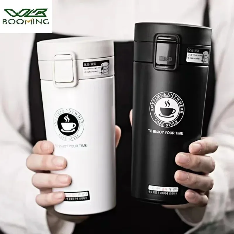 Coffee Cup Thermos Doublel Layer roestvrijstalen vacuüm geïsoleerde metalen buiten sportwaterfles 240419